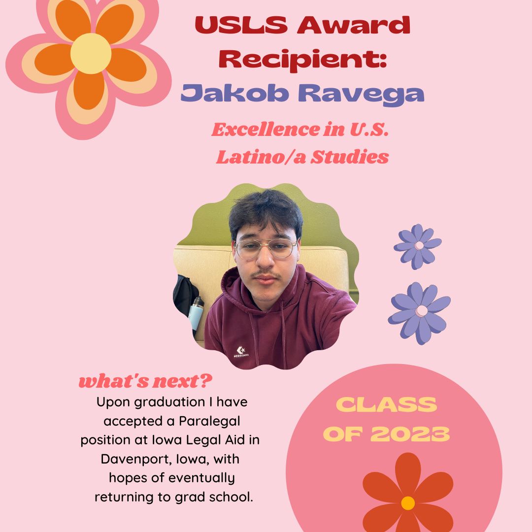 Jakob Ravega recipient of the Excellence in US Latino/a studies