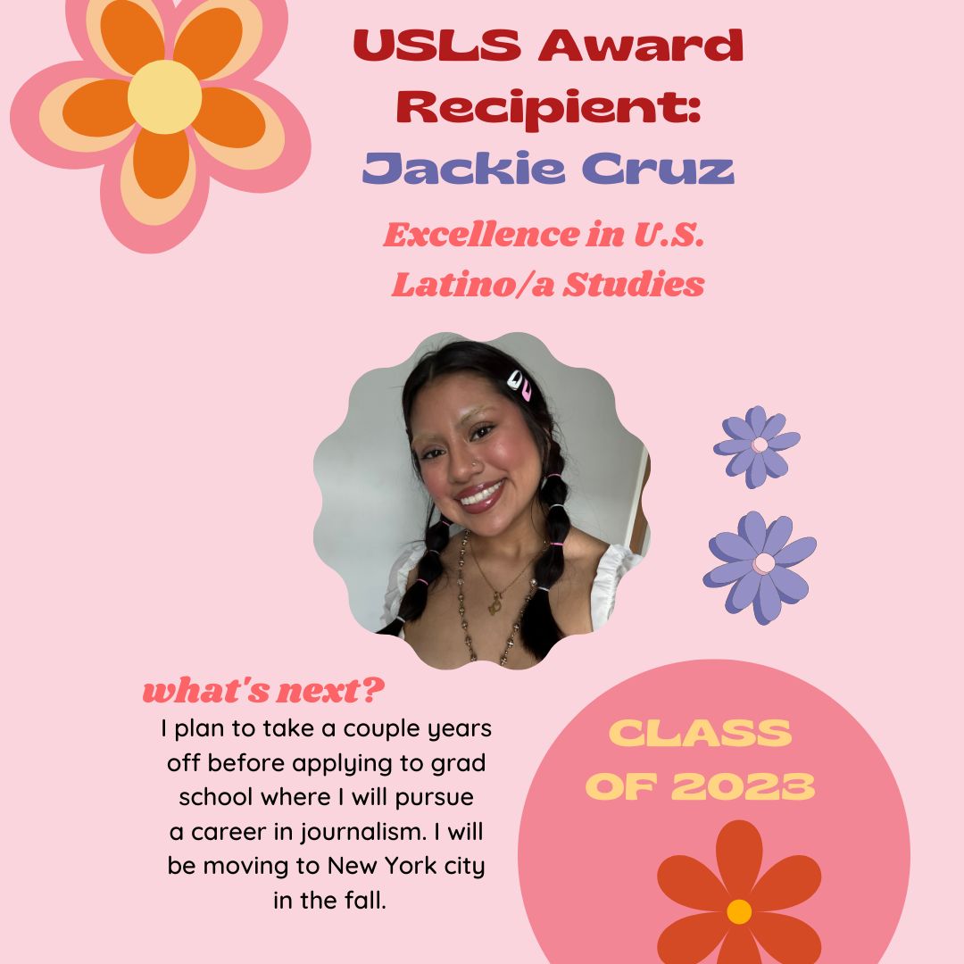 Jackie Cruz recipient of the Excellence in US Latino/a studies
