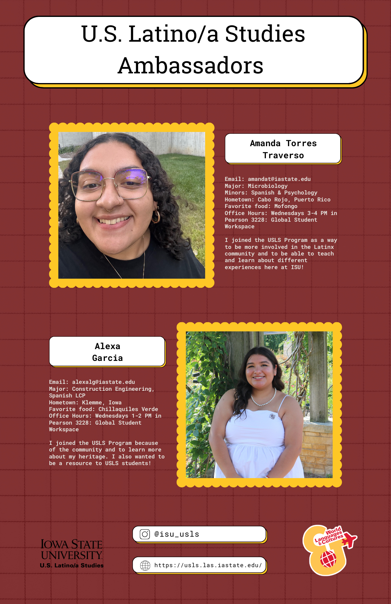 photos and bios for Amanda Torres Traverso and Alexa Garcia