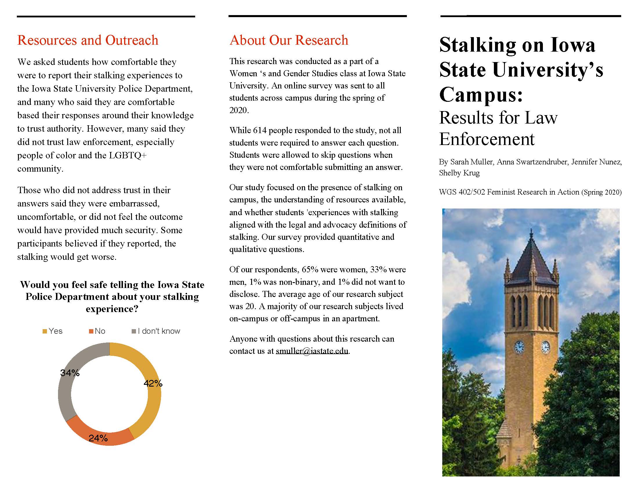 brochure about stalking