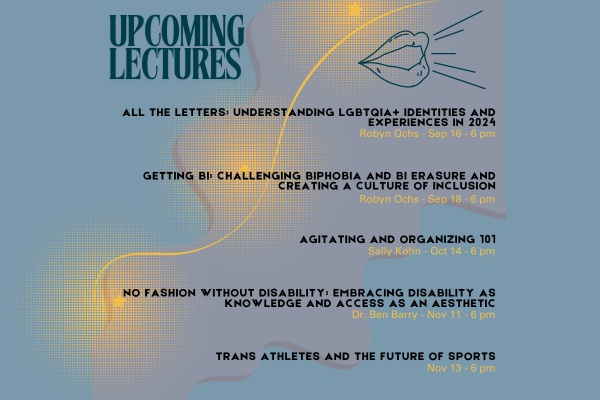 Graphic has listing of upcoming lectures, and a mouth speaking graphic. Details of events are included in the post.